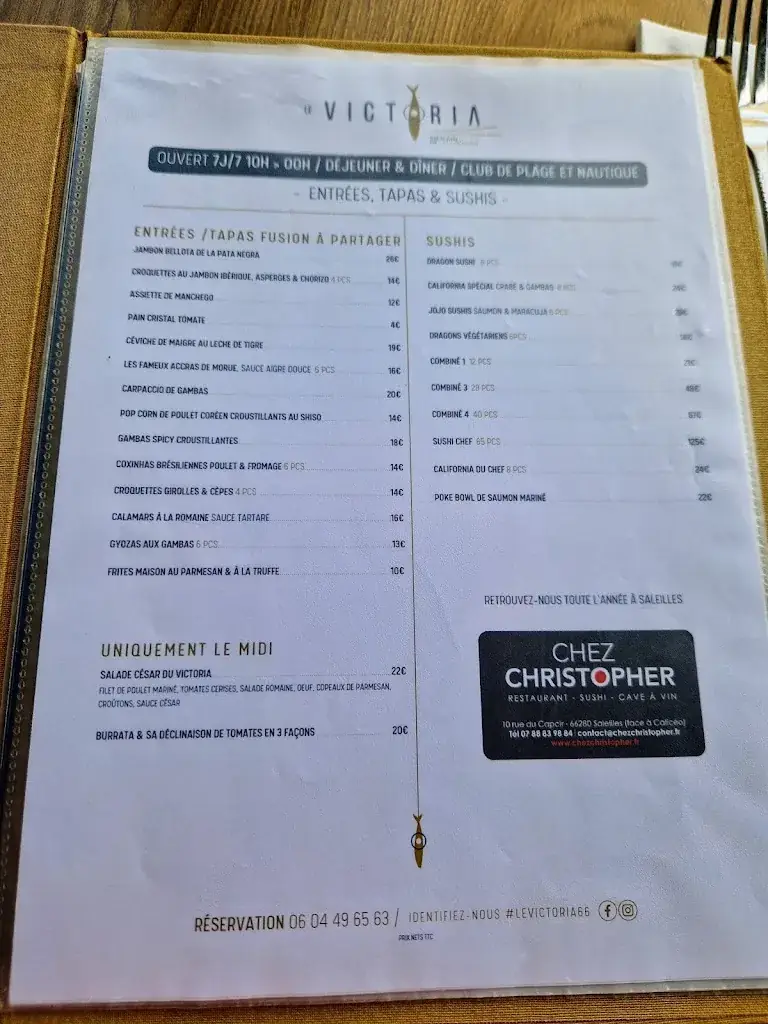 Menu_Le Victoria _Sainte-Marie-la-Mer_image_3
