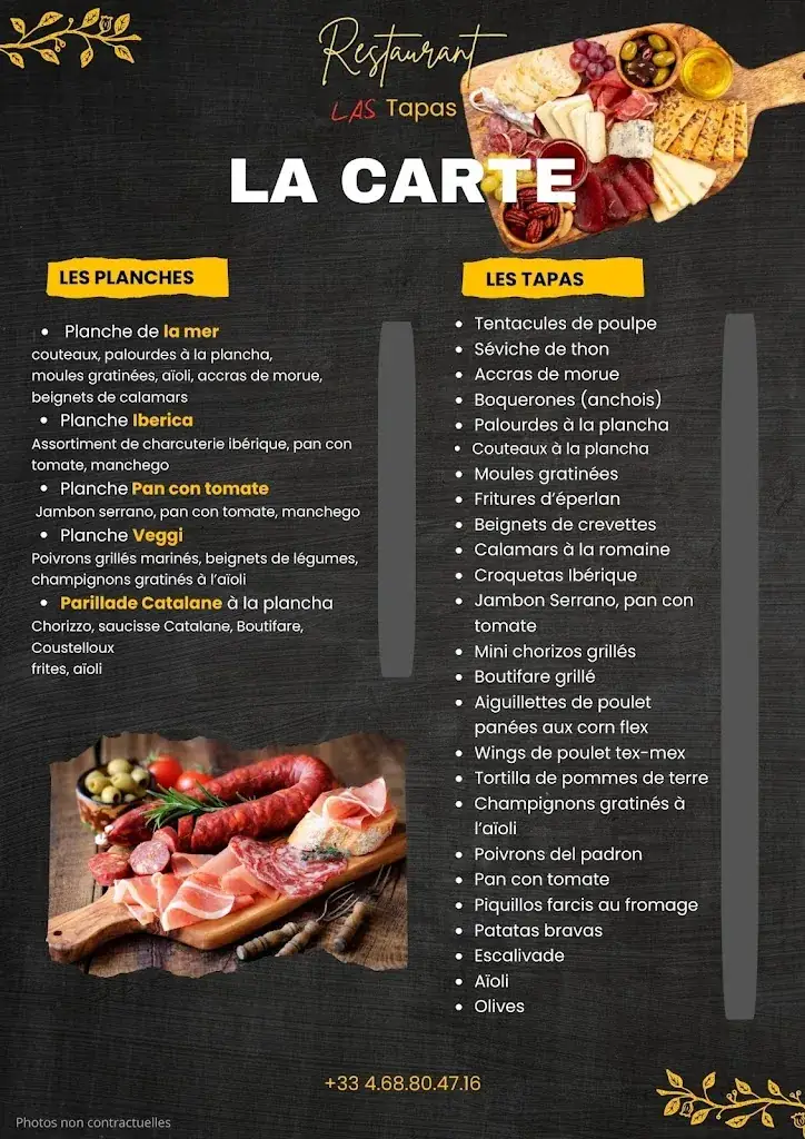 Menü_Restaurant Las Tapas_Sainte-Marie-la-Mer_Bild_1