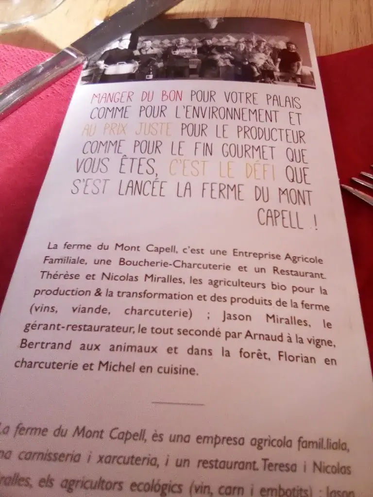 Menu_La Ferme du Mont Capell - El Restaurant_Saint-Laurent-de-Cerdans_image_1