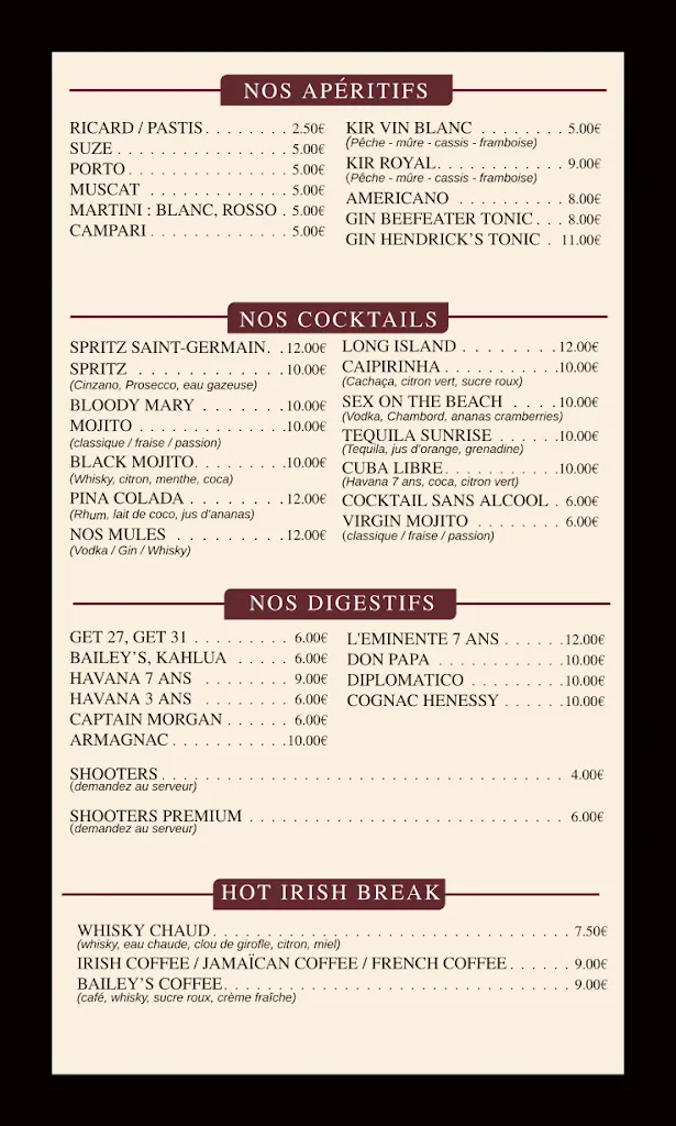 Brennan's Snug_Seilh_menu_image_1