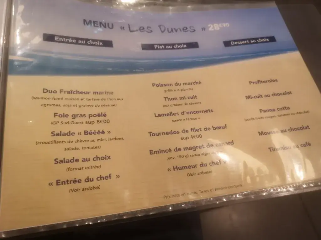 Menu_Restaurant Les dunes_Castres_image_2