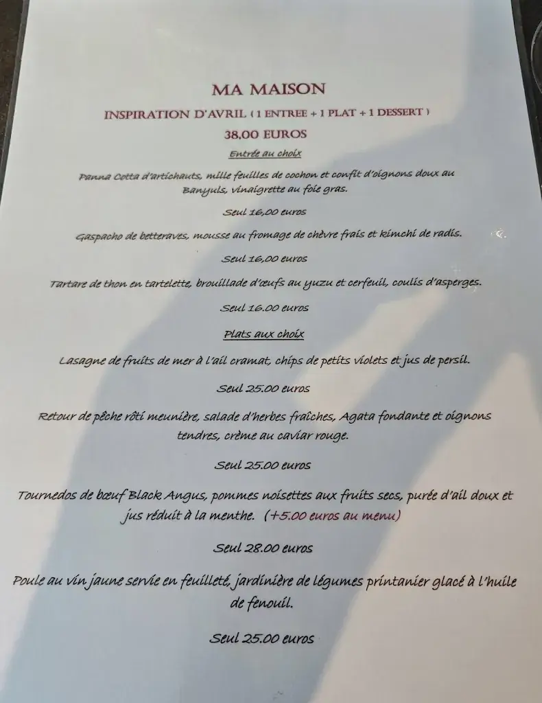 Menu_Restaurant Ma Maison_Sorède_immagine_1