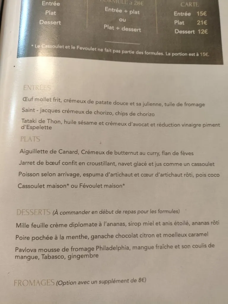 Menu_Restaurant La table de Durfort_Durfort_image_1