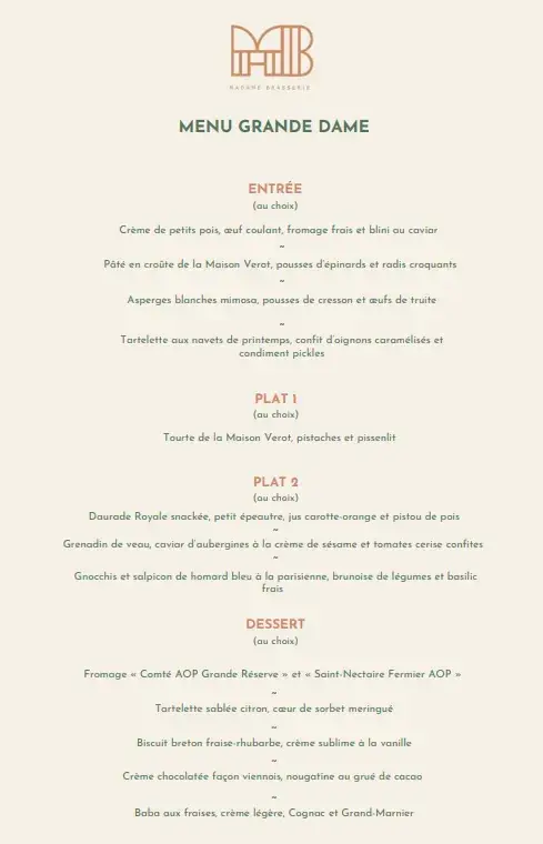 Menu_Madame Brasserie - Tour Eiffel_Paris_image_2