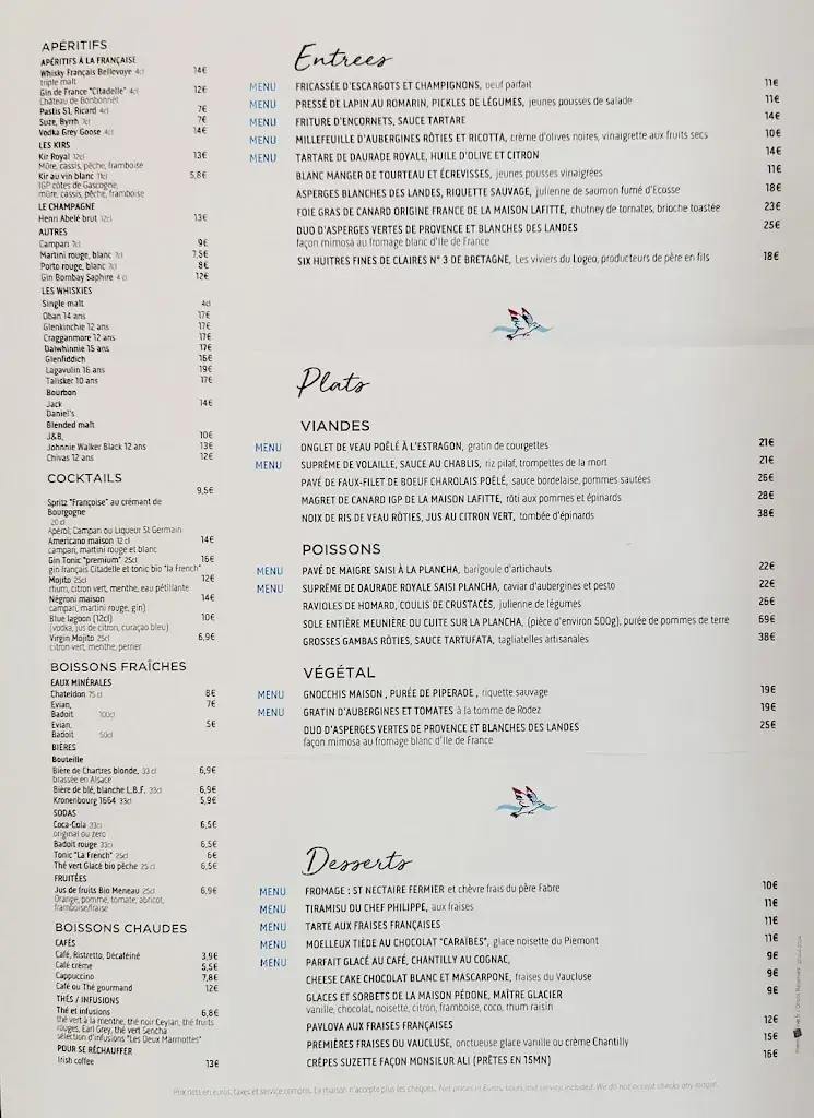 Menu_Chez Françoise_Paris_immagine_2