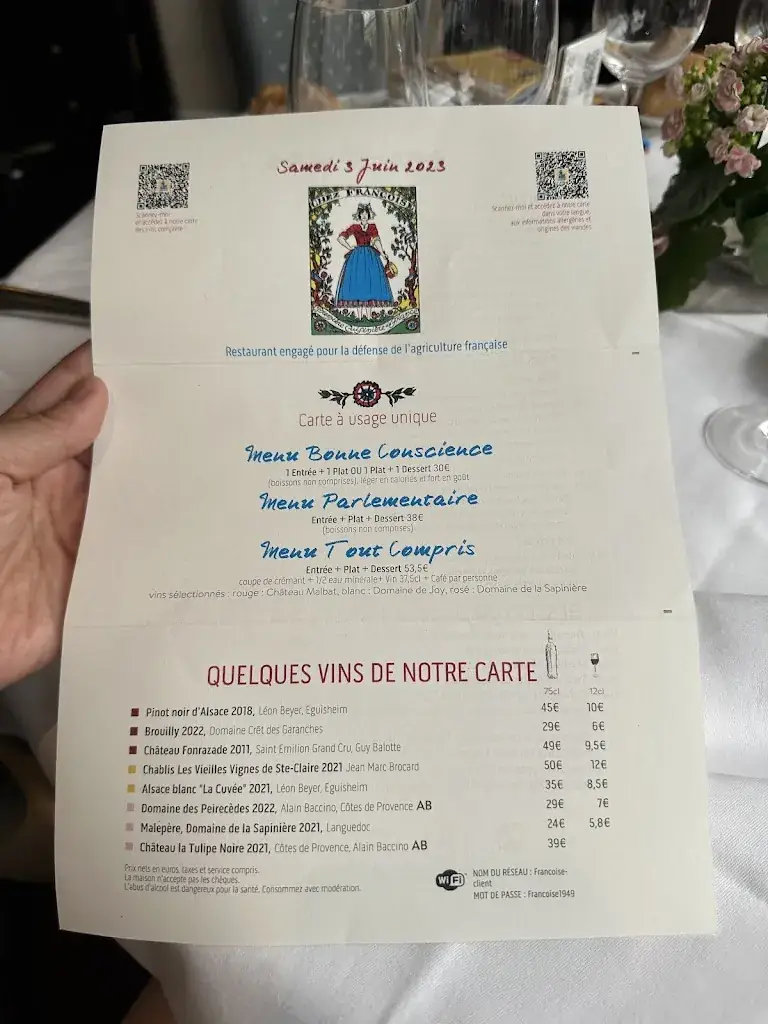 Menu_Chez Françoise_Paris_immagine_3