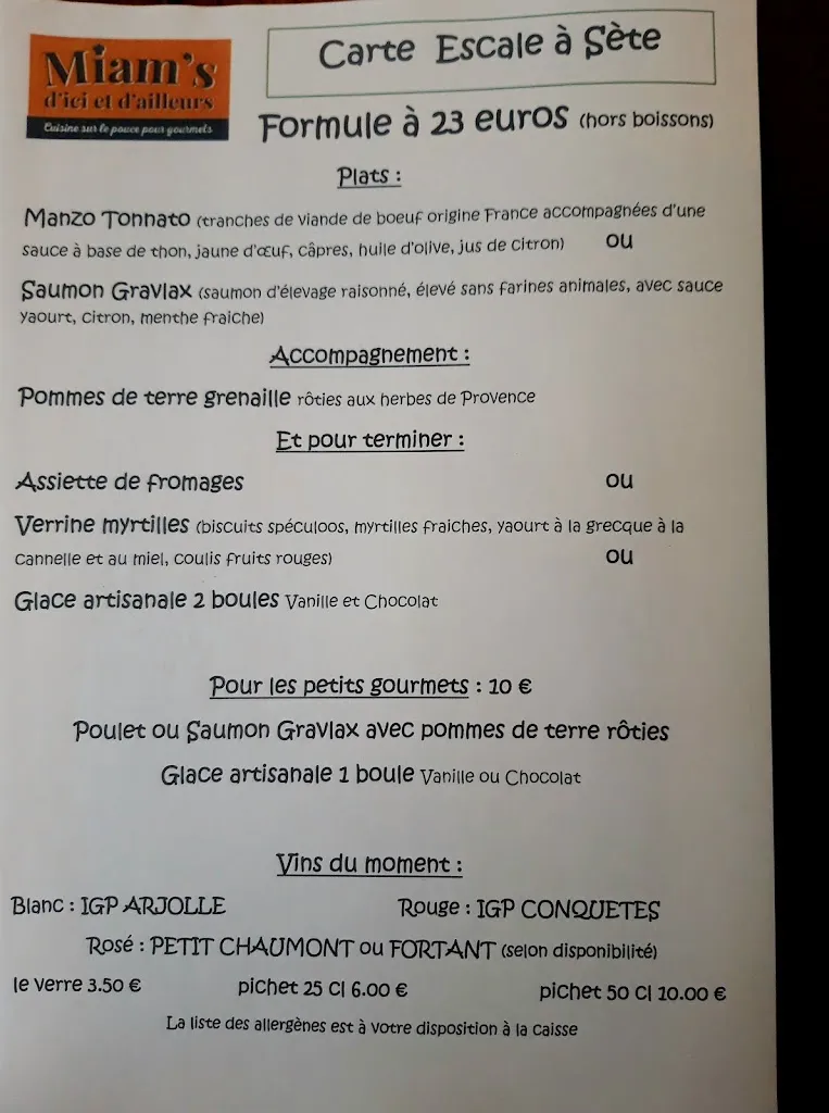 Menu_Restaurant Miam's d'ici et d'ailleurs_Sète_image_1