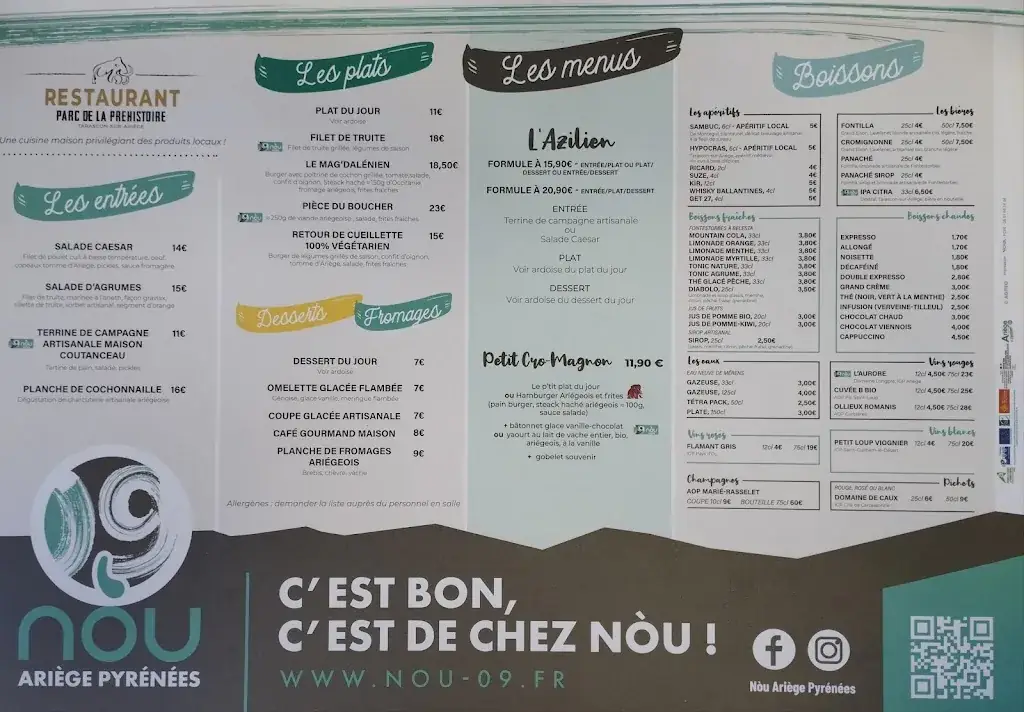 Menu_Restaurant du Parc de la Préhistoire_Tarascon-sur-Ariège_image_3