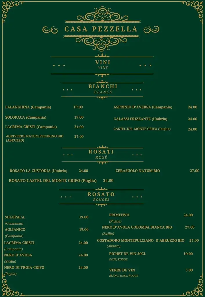 Menu_🍝 Casa Pezzella - Restaurant sommières - Cuisine Traditionnelle et Authentique Napolitaine 🍝_Sommières_image_2