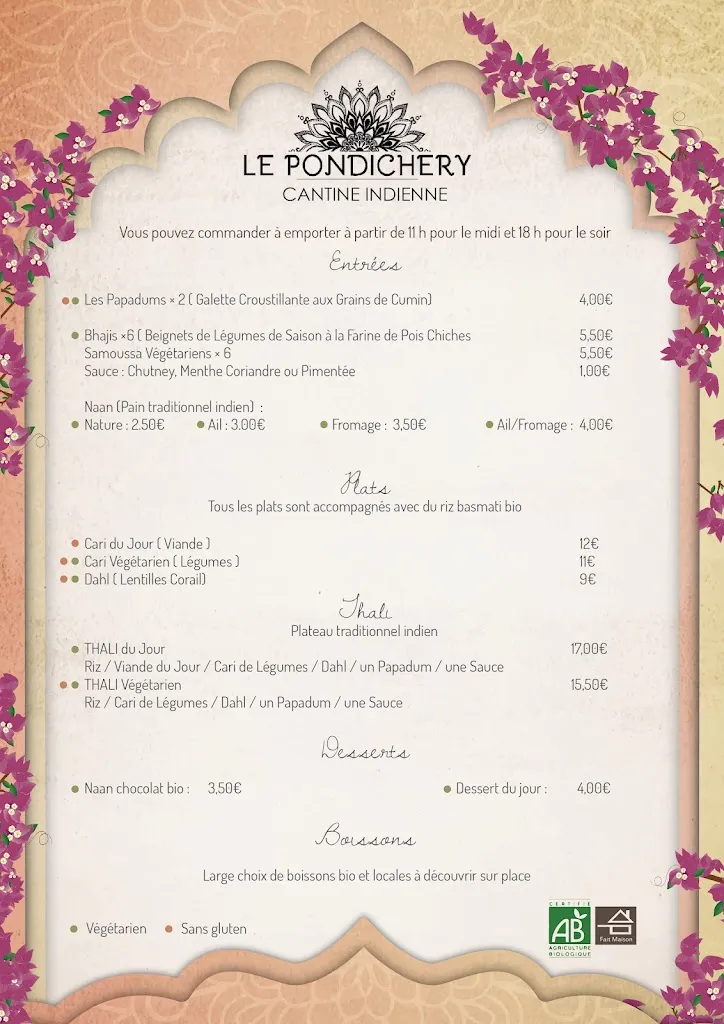 Menu_Le Pondichery Sommieres_Sommières_immagine_2