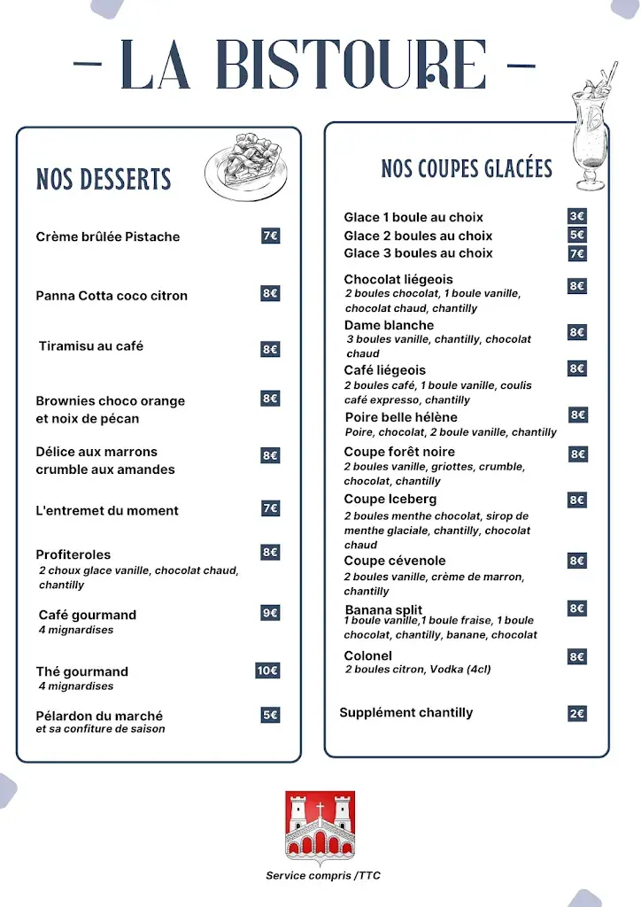 Menu_Restaurant et Chambres d'hôtes 