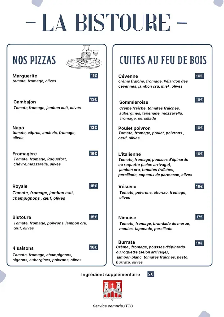 Menu_Restaurant et Chambres d'hôtes 