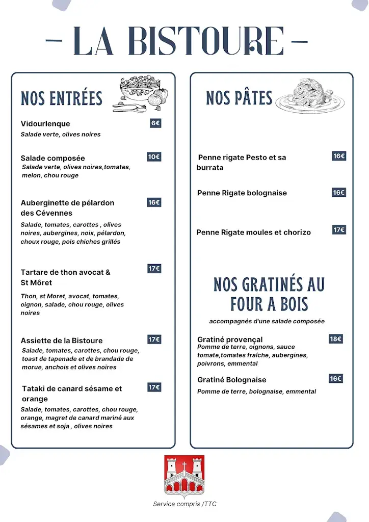 Menu_Restaurant et Chambres d'hôtes 