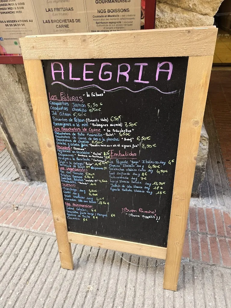 Menu_ALEGRIA Bar/Restaurant Tapas_Sommières_image_4