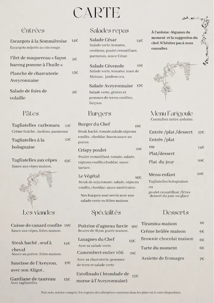 Menu_Brasserie La Farigoule_Sommières_image_1