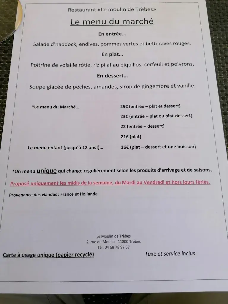 Menu_Le Moulin de Trèbes_Trèbes_image_3