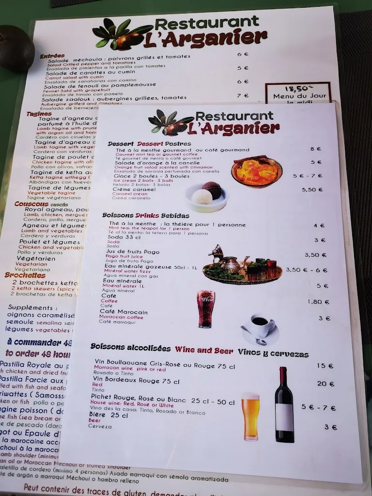 Menu_Restaurant l'Arganier_Trèbes_image_2