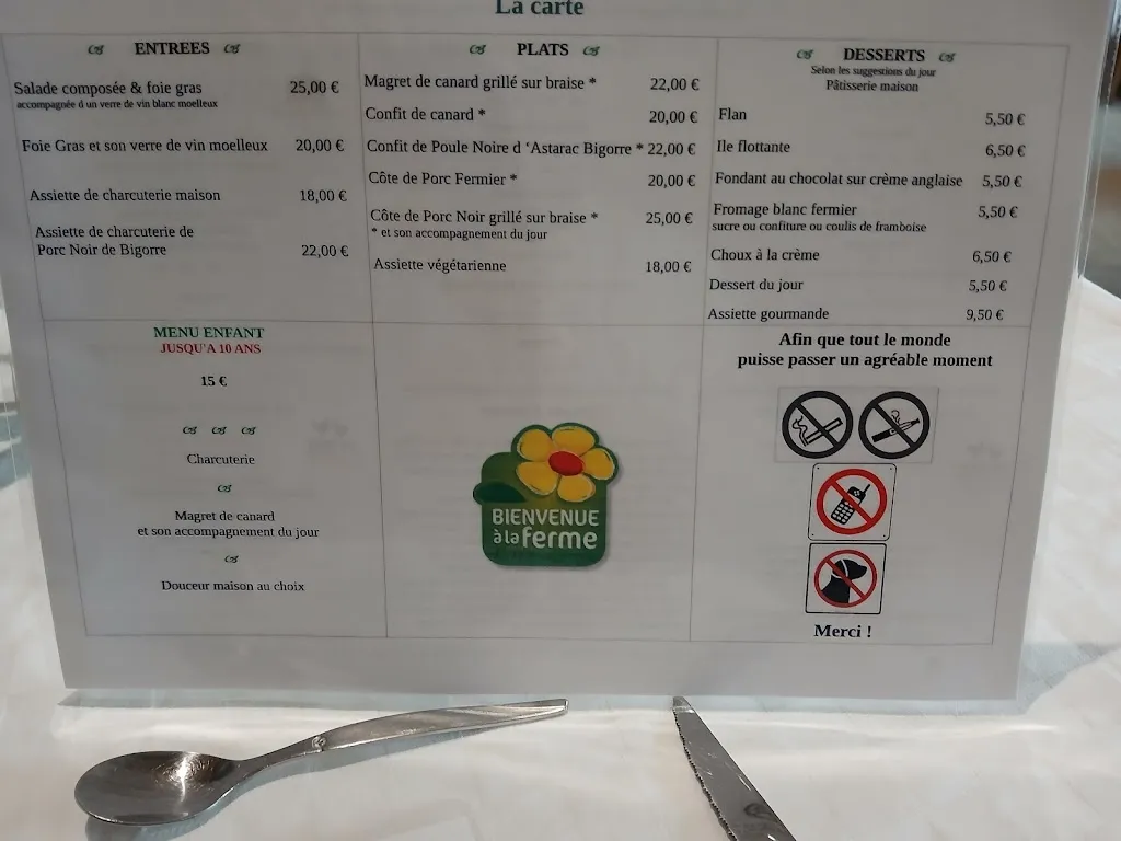 Menu_Ferme AUBERGE DE Puydarieux_Puydarrieux_immagine_1