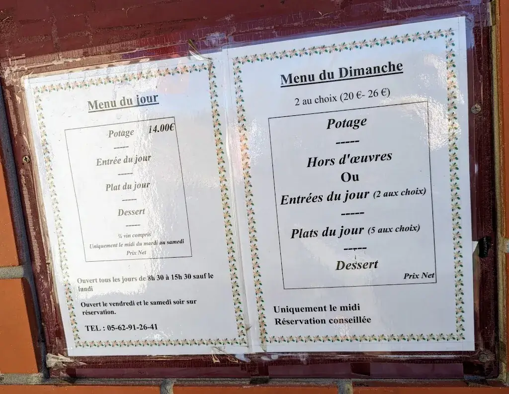 Menu_L'Auberge D'Orignac_Orignac_image_1