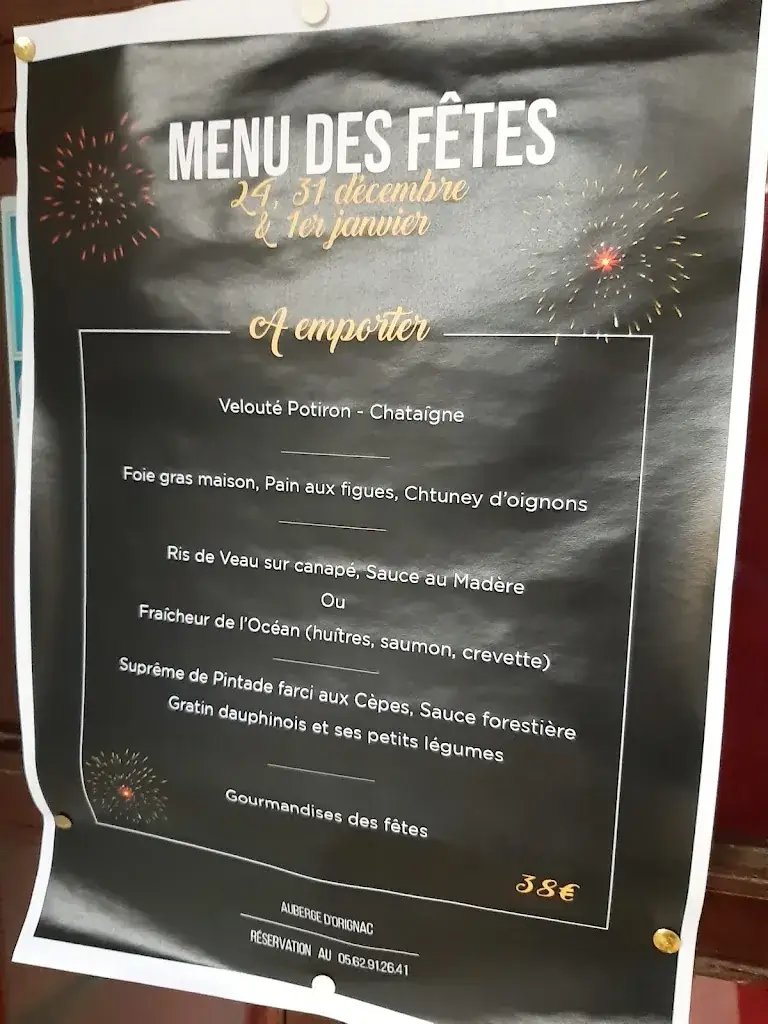 Menu_L'Auberge D'Orignac_Orignac_image_2