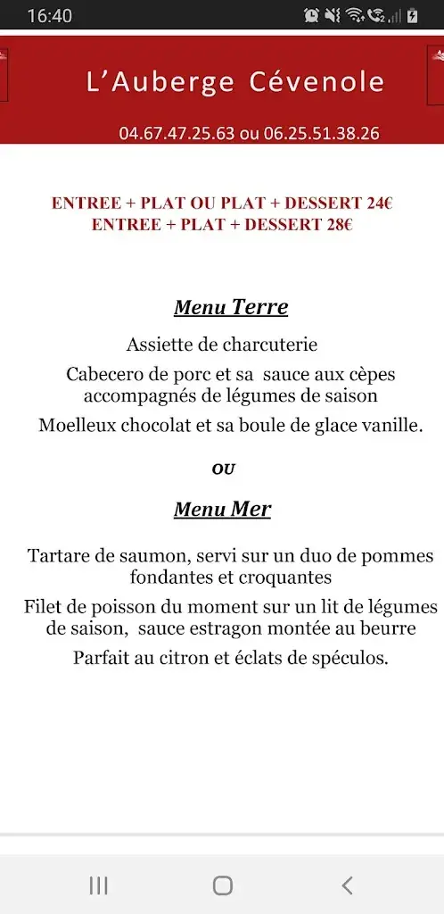 Menu_Restaurant Auberge Cevenole La Pénarie Valleraugue_Val-d'Aigoual_image_1