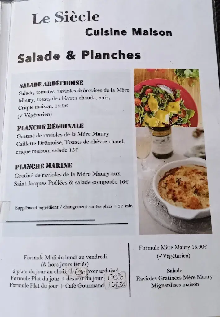 Menu_Le Siècle Valence - Café & Brasserie_Valence_image_1