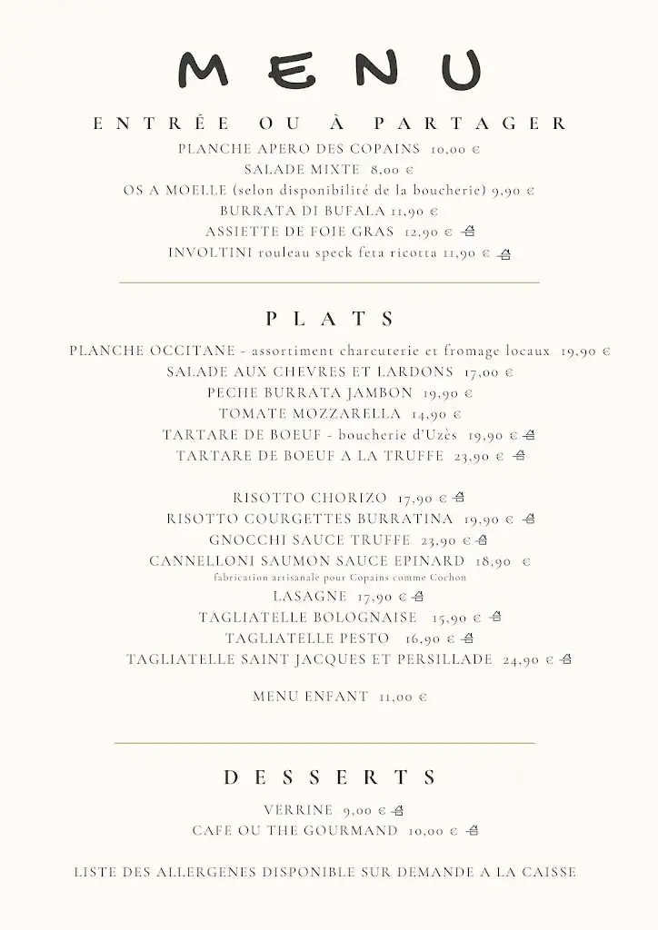 Menu_Copains comme Cochon_Uzès_image_1