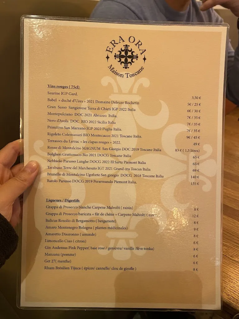 Menu_Restaurant ERA ORA MAISON TOSCANE_Uzès_image_1