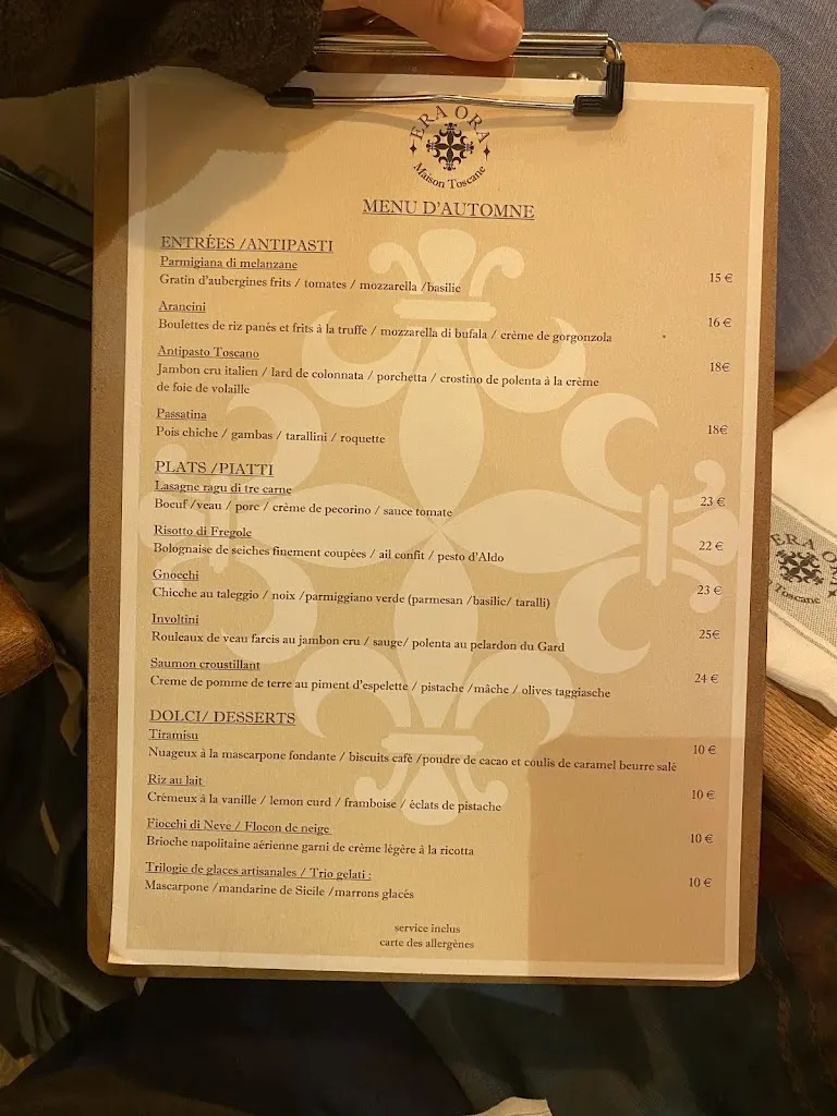 Menu_Restaurant ERA ORA MAISON TOSCANE_Uzès_image_3