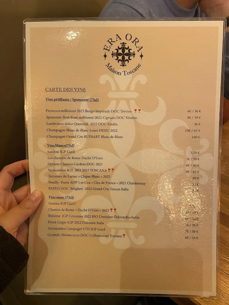 Menu_Restaurant ERA ORA MAISON TOSCANE_Uzès_image_4