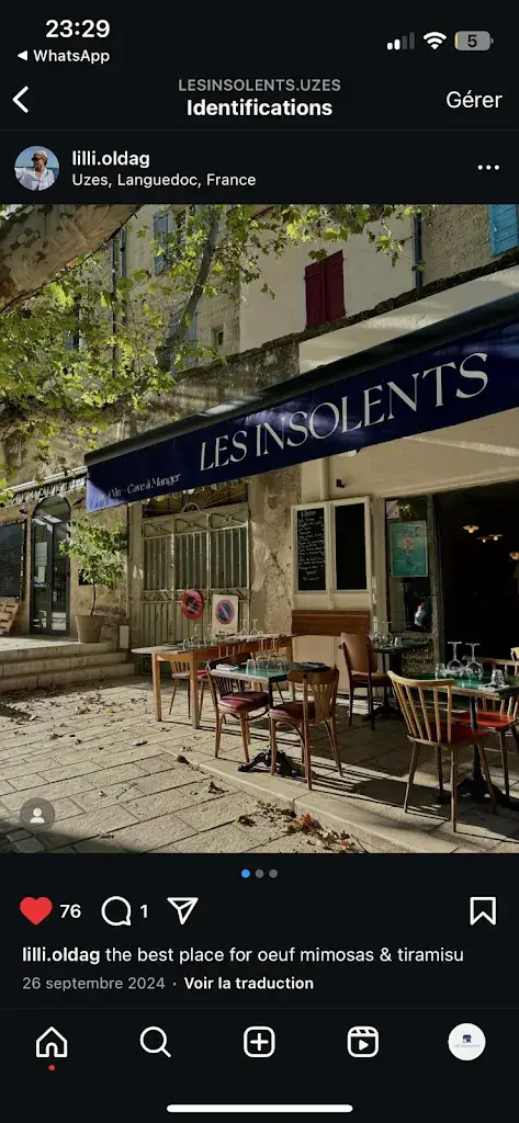 Les Insolents ristorante a Uzès