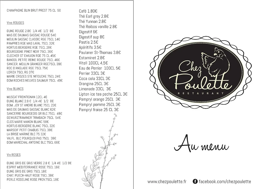 Menu_Chez Poulette, guinguette le soir, restaurant le midi_Vendargues_image_2