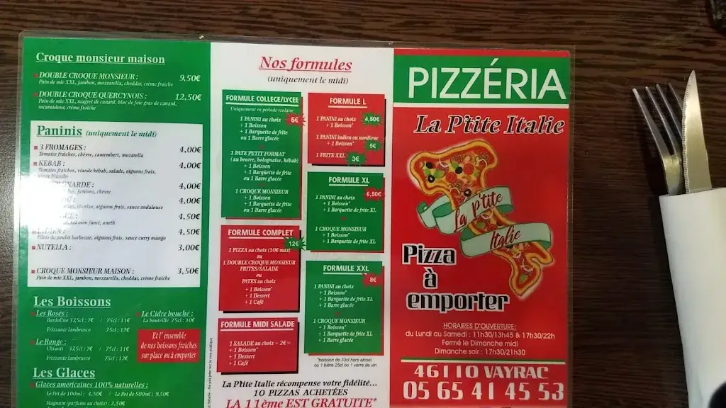 Menu_La P'tite Italie_Vayrac_image_2