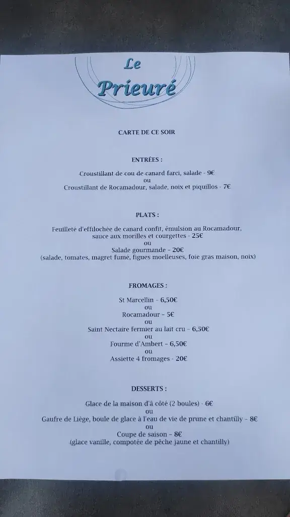 Menu_Le Prieuré_Carennac_image_3