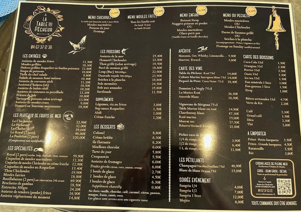 Menu_La Table du Pêcheur_Vendres_image_1