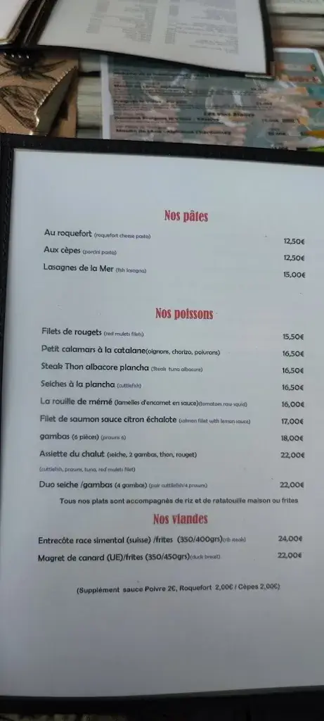 Menü_Brasserie Chez Mémé_Valras-Plage_Bild_3