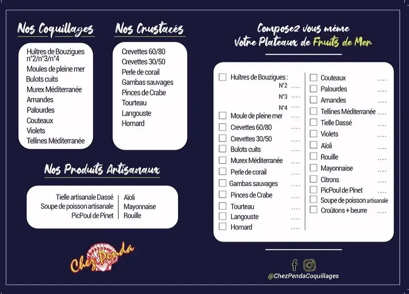 Menu_Chez Penda Valras Plage Coquillages_Valras-Plage_image_2