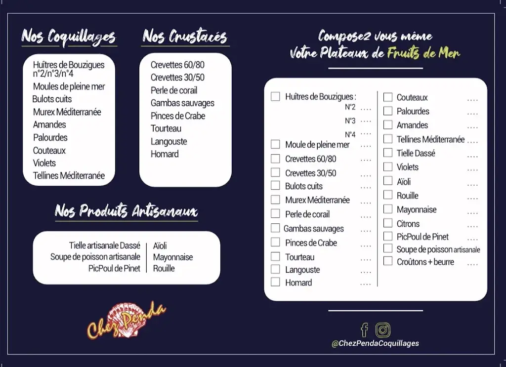 Menu_Chez Penda Valras Plage Coquillages_Valras-Plage_image_3