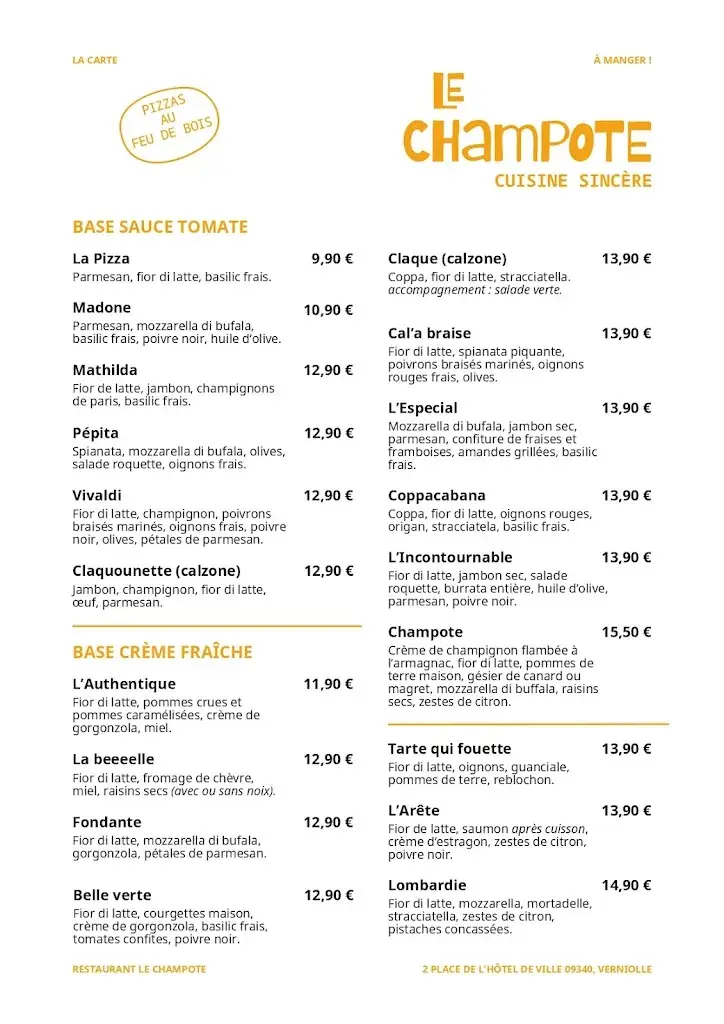 Menu_Restaurant le Champote - Pizzas à emporter et sur place, galettes, crêpes, menu du jour_Verniolle_image_1