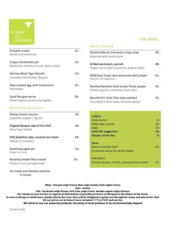 Menu_La Cantine des Commerçants - Bistrot basque_Genève_image_1