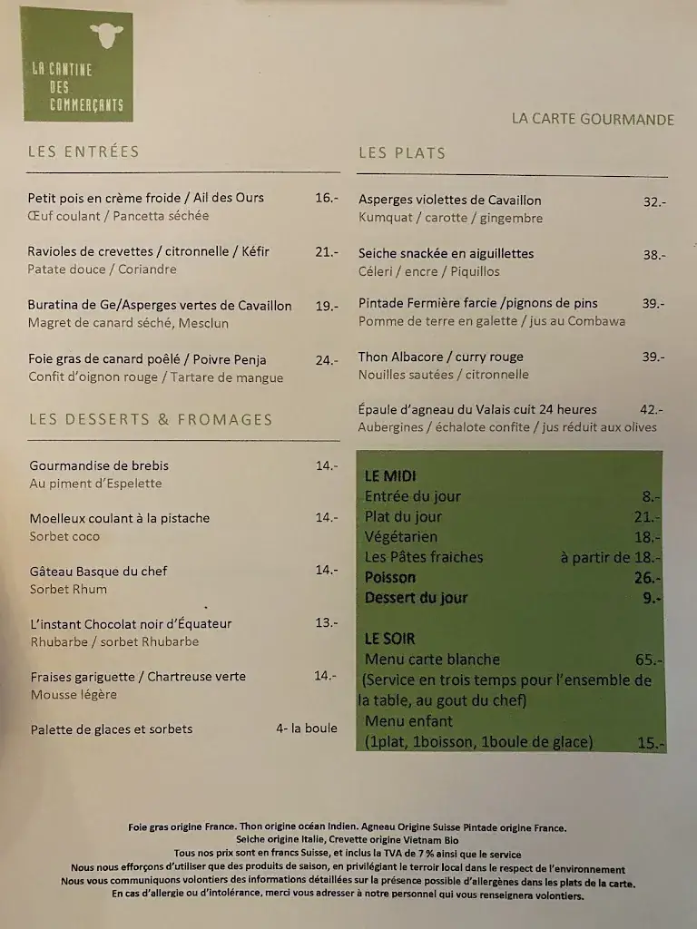 Menu_La Cantine des Commerçants - Bistrot basque_Genève_image_2