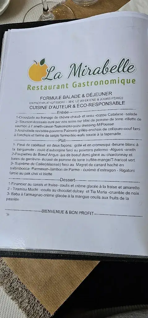 Menu_La Mirabelle-Casteil /Restaurant Gastronomique_Casteil_immagine_1