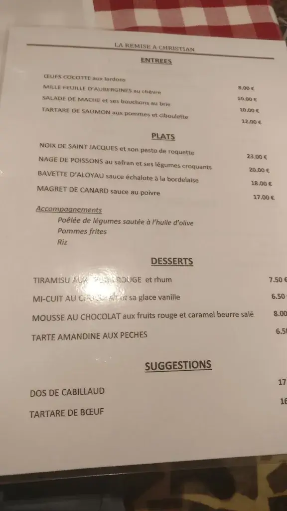 Menü_La remise à Christian Maître Restaurateur_Vias_Bild_3
