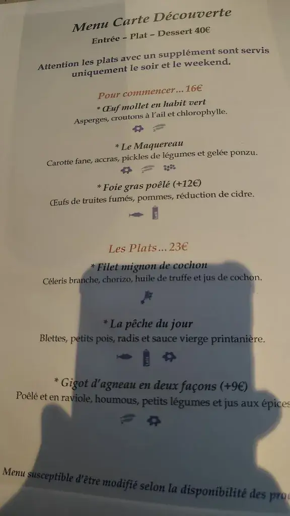 Menu_La Falène Bleue_Lannepax_image_1
