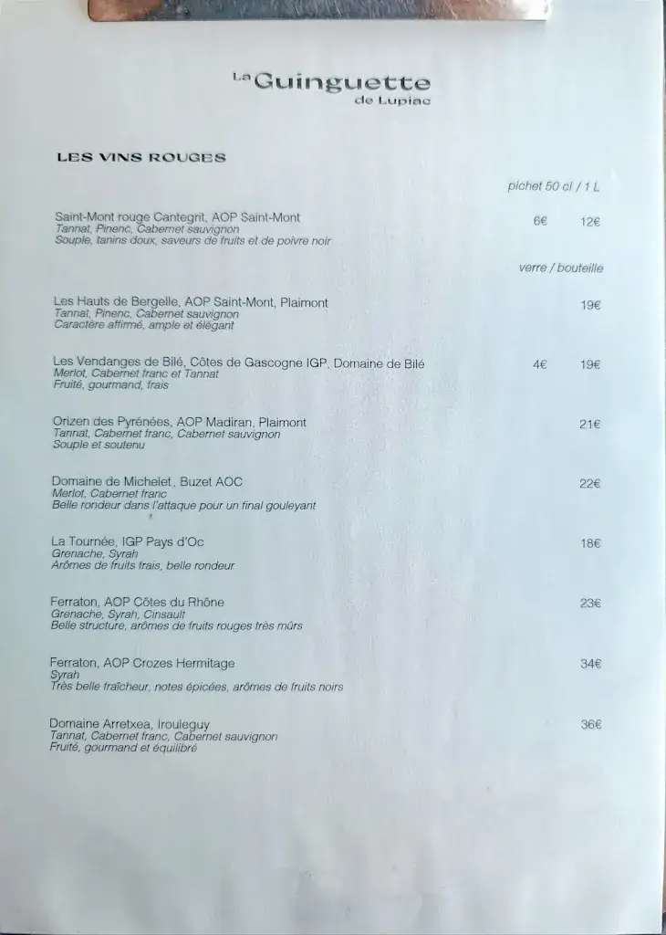 Menu_La Guinguette de Lupiac_Lupiac_image_1
