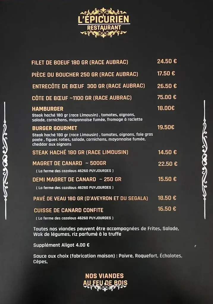 Menu_Restaurant L'Epicurien_Villefranche-de-Rouergue_immagine_2