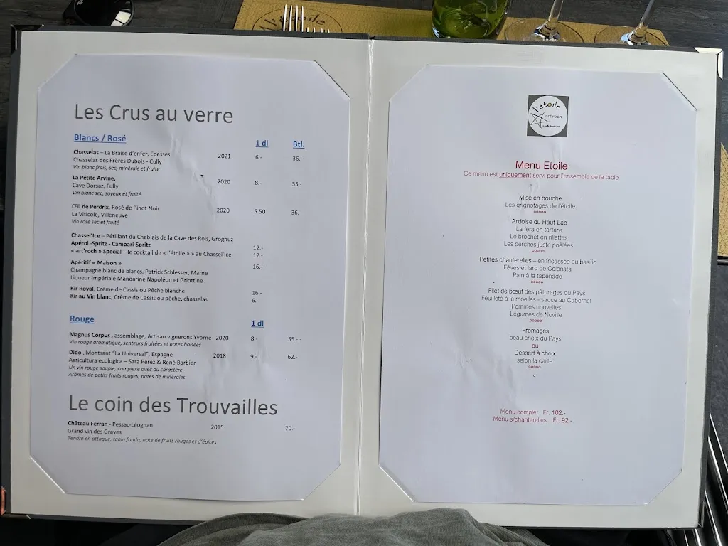 Menu_Restaurant de l'Etoile_Noville_immagine_3