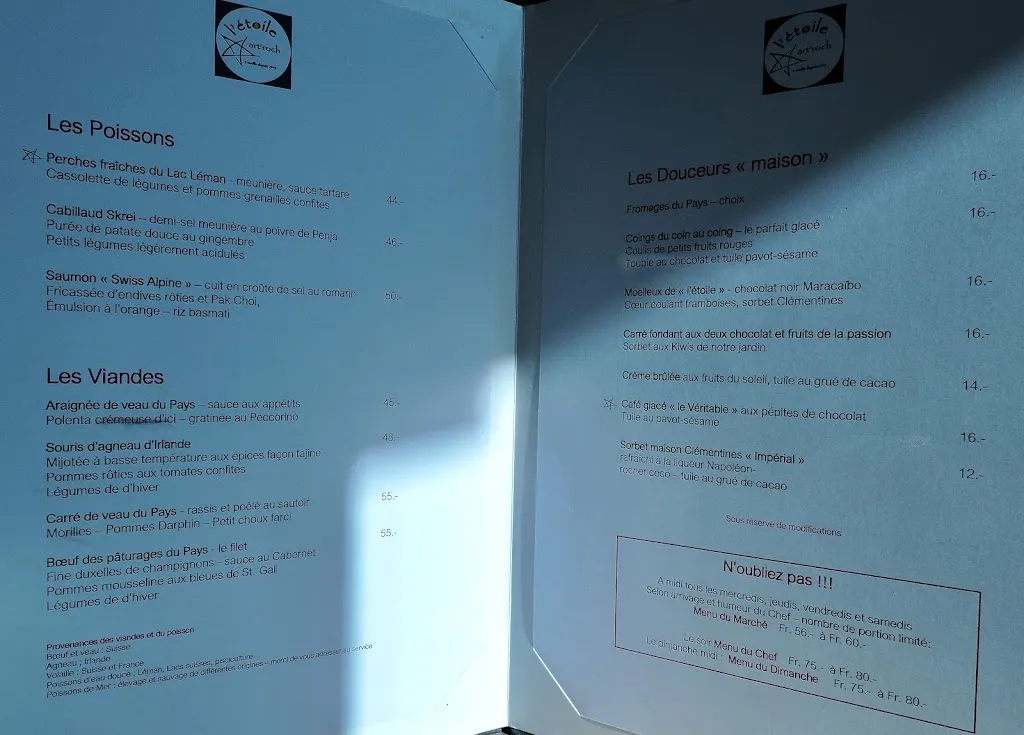 Menu_Restaurant de l'Etoile_Noville_immagine_4