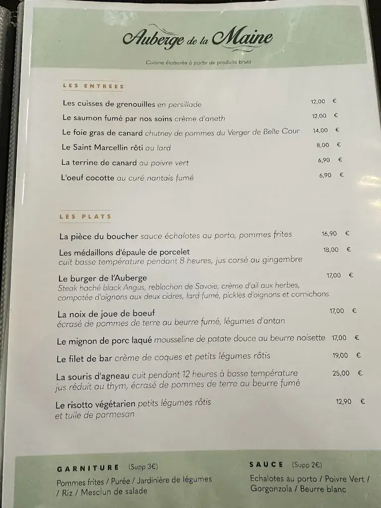 Menu_Auberge de la Maine - Restaurant & Bar - VENTE A EMPORTER - Aigrefeuille sur Maine 44140_Aigrefeuille-sur-Maine_immagine_4