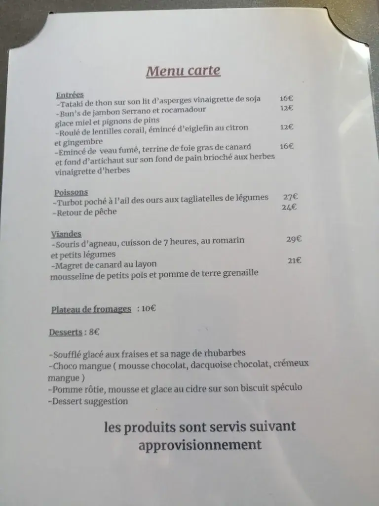 Menu_Auberge du PONT DE SORGES_Ponts-de-Cé_image_1